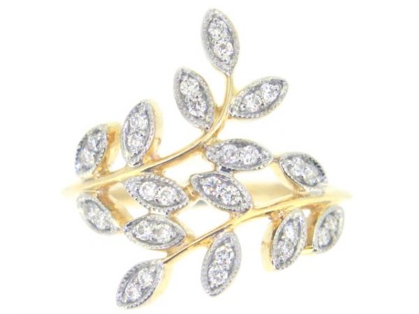 .25TCW Diamond Crawling Vine & Leaf Design Ring 10KT