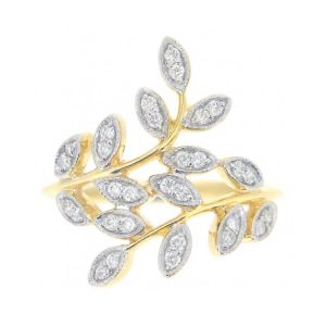 .25TCW Diamond Crawling Vine & Leaf Design Ring 10KT