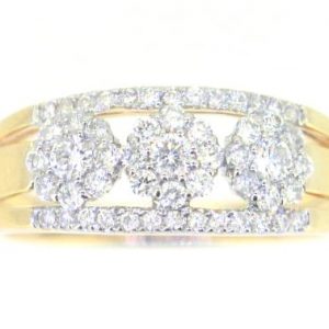 .50tcw Diamond Triple Lotus Flower w/ Diamond Accented Sides Ladies Right Hand Ring 10KT/7MM