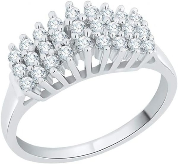 .50tcw Diamond Stairway to Heaven Style 3 Row Ladies Ring 10KT WG/5MM