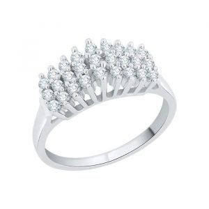 .50TCW Diamond Stairway to Heaven Style 3 Row Ladies Ring 10KT WG/5MM