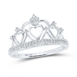 .17TCW Diamond Crown Ring Sterling Silver