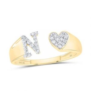 N Initial & Heart .10TCW Diamonds Ladies Ring 10KT