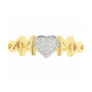 .06TCW Diamond   Mom   with Heart Ring 10KT