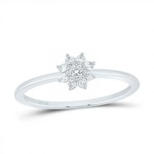 .10TCW Diamonds Flower Cluster Ladies Ring 10K WG