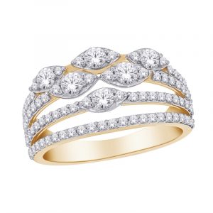1.00TCW Diamond Multi Row Band Ladies Right Hand Anniversary Band 10KT