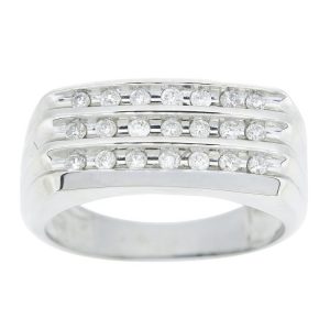 .50TCW Diamond Channel Set Triple Row Gents Ring 10KT WG   *CLEARANCE-FINAL SALE*