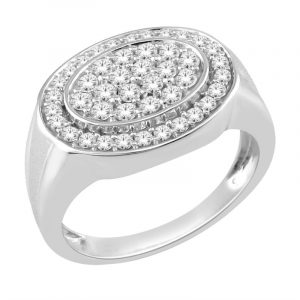 .50TCW Diamond Oval Pave Gents Ring 10KT WG   **CLEARANCE-FINAL SALE**