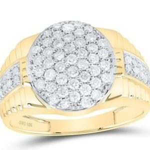 1.0TCW Diamond Oval Cluster w/ Accents Gents Ring 10KT