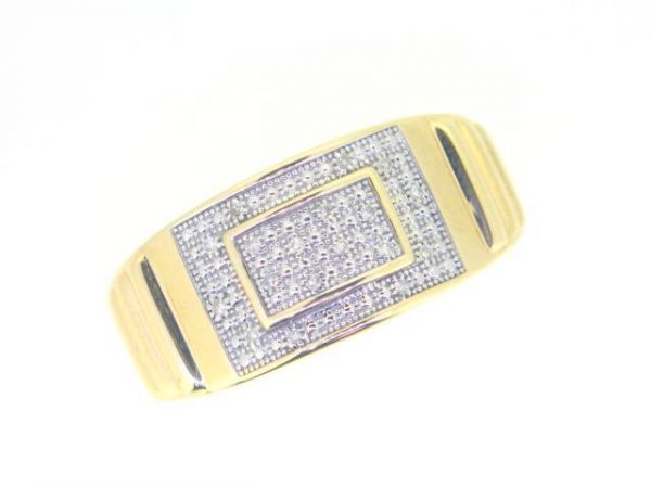.10TCW Diamond Micro Pave Square Gents Ring 10KT