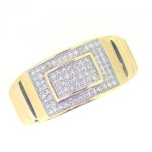 .10TCW Diamond Micro Pave Square Gents Ring 10KT