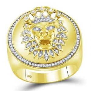 .40TCW Diamond King Lion Round Gents Ring 10KT/25MM