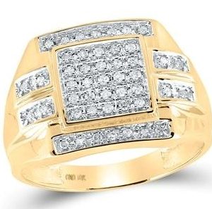 .33TCW Diamond Micro Pave Square Gents Ring 10KT