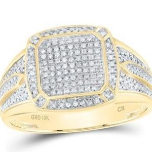 .33TCW Diamond Pave Square w/ Accents Gents Ring 10KT