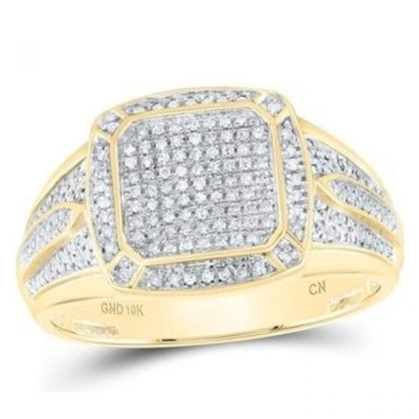 .33TCW Diamond Pave Square w/ Accents Gents Ring 10KT
