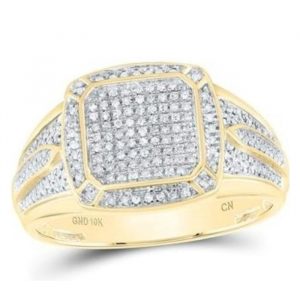 .33TCW Diamond Pave Square w/ Accents Gents Ring 10KT