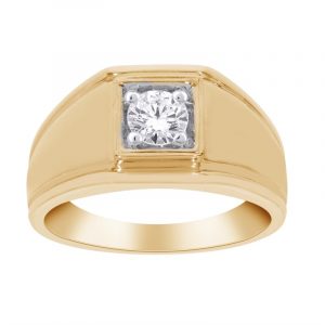 .50CT SI2 HI Round Diamond Solitaire Gents Ring 10KT