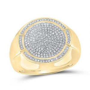 .63TCW Diamond Pave Round Gents Ring 10KT