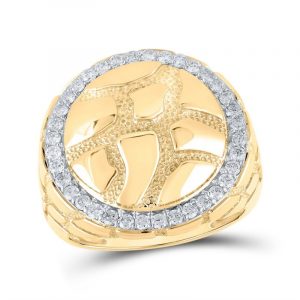 .75TCW Diamond Round Nugget Texture Gents Ring 10KT