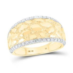 .75TCW Diamond Edge Nugget Texture Gents Dome Ring 10KT