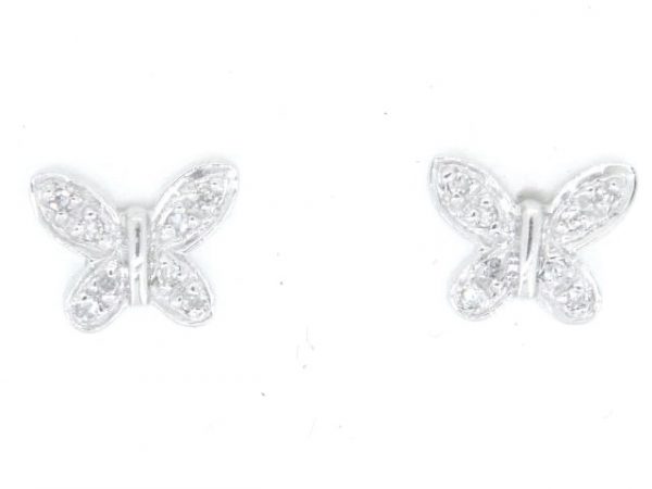 .05TCW Diamond Butterfly Stud Earrings 10KT WG     **CLEARANCE-FINAL SALE**