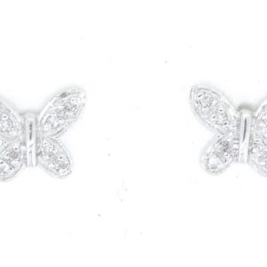 .05TCW Diamond Butterfly Stud Earrings 10KT WG *CLEARANCE-FINAL SALE*