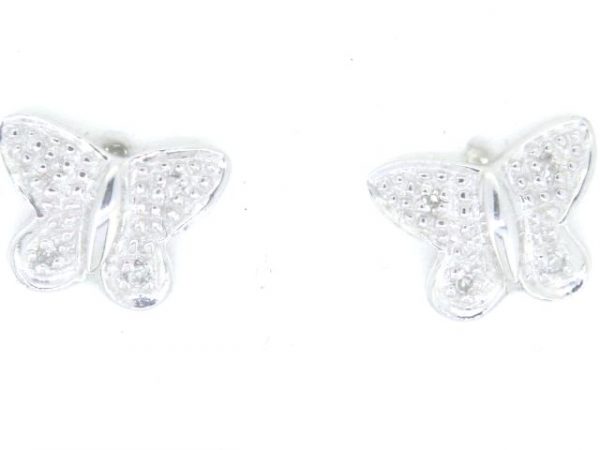 .03TCW Diamond Butterfly Stud Earrings 10KT WG      **CLEARANCE-FINAL SALE**