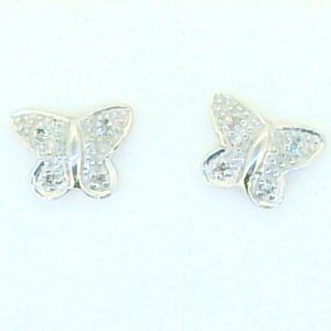 .03TCW Diamond Butterfly Stud Earrings 10KT WG *CLEARANCE-FINAL SALE*