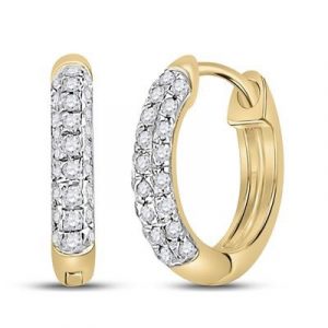 .18TCW Diamond Pave Baby Size Huggie Hoop Earrings 10KT/10MM *FINAL SALE*