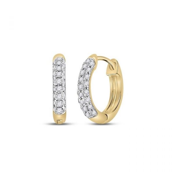 .18TCW Diamond Pave  Baby Size Huggie Hoop Earrings 10KT/10MM  *FINAL SALE*