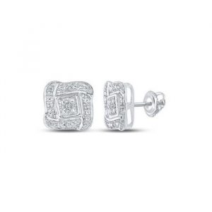 .05TCW Diamond Fancy Micro Pave Stud Earrings Sterling Silver  *CLEARANCE-FINAL SALE*