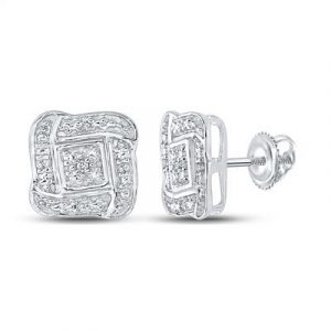 .05TCW Diamond Fancy Micro Pave Stud Earrings Sterling Silver   *FINAL SALE*