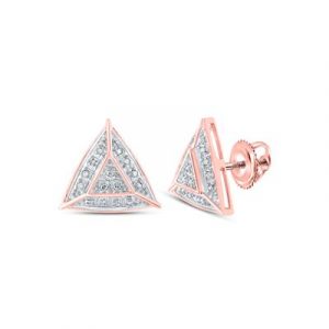 .10TCW Diamond Triangle Stud Screwback Earrings 10KT PK   *FINAL SALE*