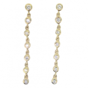 .25TCW Diamond Station Dangle Stud Earrings 14KT   *FINAL SALE*