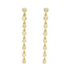 .25TCW Diamond Bezel Station Dangle Stud Earrings 14KT *FINAL SALE*