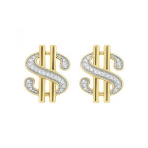 .10TCW Diamond Dollar Sign Stud Screwback Earrings 10KT  *FINAL SALE*