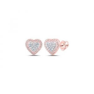 .20TCW Diamond Pave Heart Stud Earrings 10KT PK/8MM   *FINAL SALE*