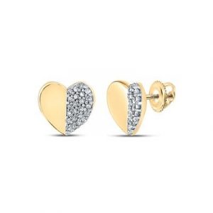.15TCW Diamond Pave Heart Stud Earrings 10KT/7MM   *FINAL SALE*