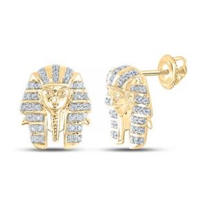 .20TCW Diamond Micro Pave King Tut Screwback Earrings 10KT/14MM  *CLEARANCE-FINAL SALE*