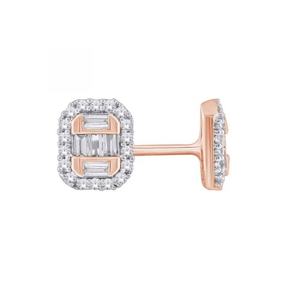 .15TCW Diamond Round Brilliant & Baguette Stud Earrings 10KT PK   *FINAL SALE*