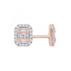 .15TCW Diamond Round Brilliant & Baguette Stud Earrings 10KT PK   *FINAL SALE*