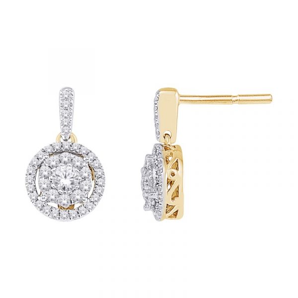 .50TCW Diamond Dangle Screwback Stud Earrings 10KT   *FINAL SALE*