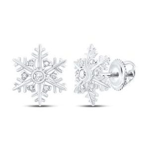 .10TCW Diamond Snowflake Screwback Stud Earrings 10KT WG/12MM   *CLEARANCE-FINAL SALE*