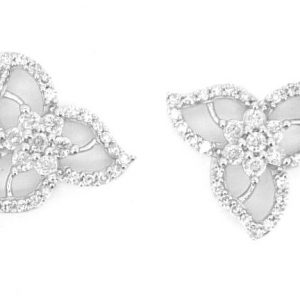 .33tcw Diamond Flower Cluster Screwback Stud Earrings 10KT WG   *FINAL SALE*
