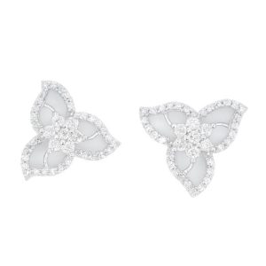 .33TCW Diamond Flower Cluster Screwback Stud Earrings 10KT WG   *FINAL SALE*