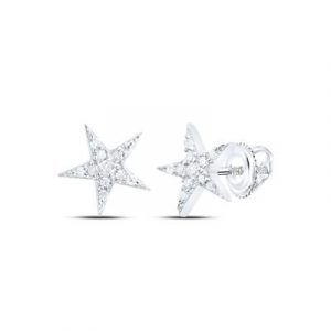 .10TCW Diamond Star Shaped Screwback Stud Earrings Sterling Silver   *FINAL SALE*