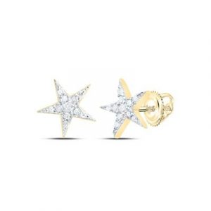 .10TCW Diamond Star Shaped Screwback Stud Earrings Gold Plated Sterling Silver   *FINAL SALE*
