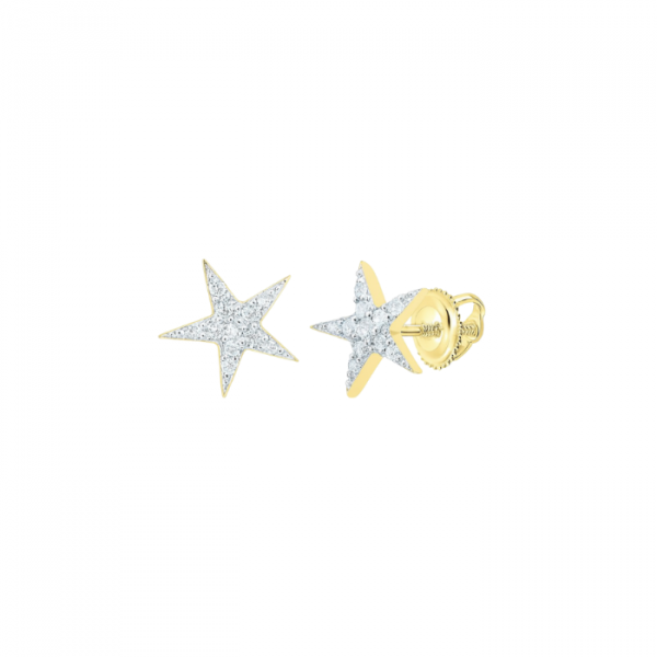 .10TCW Diamond Star Screwback Stud Earrings Gold Plated Sterling Silver   *FINAL SALE*