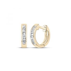 .05TCW Diamond Channel Set Baby Size Huggie Hoop Earrings 10KT/10MM   *FINAL SALE*