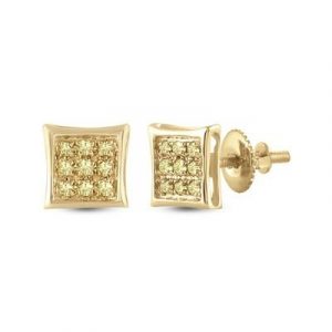 .05TCW Enhanced Yellow Diamond Kite Stud Screwback Earrings 10K *FINAL SALE*